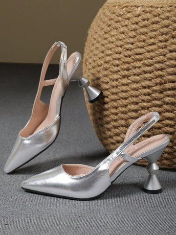 Women's Chunky Heel Elastic Band Pointed Toe Versatile Stylish Elegant Women's Chunky Heel Elastic Band Pointed Toe Versatile Stylish Elegant
