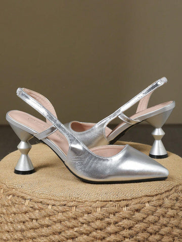 Women's Chunky Heel Elastic Band Pointed Toe Versatile Stylish Elegant Women's Chunky Heel Elastic Band Pointed Toe Versatile Stylish Elegant