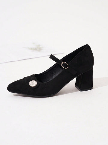 Women's Comfortable Anti-Slip Casual Versatile Black One-Strap Buckle Decor Women's Comfortable Anti-Slip Casual Versatile Black One-Strap Buckle Decor