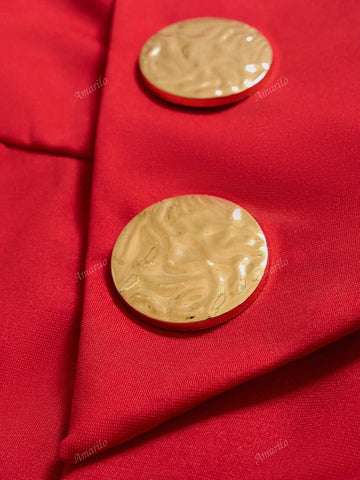 Women's Commuting Gorgeous Red Asymmetrical Chest Wide-Leg Jumpsuit With Texture Exaggerated Metal Buckle Details And Non-Slip Shoulder Straps (Removable) Suitable For Parties, Daily Office, Christmas Parties And Valentine's Day Dates Women's Commuting Gorgeous Red Asymmetrical Chest Wide-Leg Jumpsuit With Texture Exaggerated Metal Buckle Details And Non-Slip Shoulder Straps (Removable) Suitable For Parties, Daily Office, Christmas Parties And Valentine's Day Dates