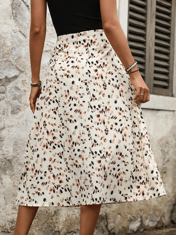 Women's Ditsy Floral Lace-Up Bow Elegant And Versatile A-Line Long Skirt Women's Ditsy Floral Lace-Up Bow Elegant And Versatile A-Line Long Skirt