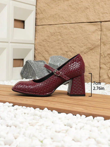Women's Elegant Chunky Heel High Heels, Fashionable Square Toe Versatile Women's Elegant Chunky Heel High Heels, Fashionable Square Toe Versatile