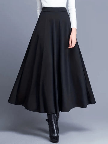 Women's Elegant High Waisted Long Solid Color Midi Skirt, Work Appropriate Women's Elegant High Waisted Long Solid Color Midi Skirt, Work Appropriate