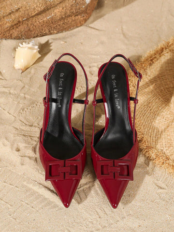 Women's Fashion Versatile Button Decor Pointed Toe Thin High Heel Pumps Women's Fashion Versatile Button Decor Pointed Toe Thin High Heel Pumps