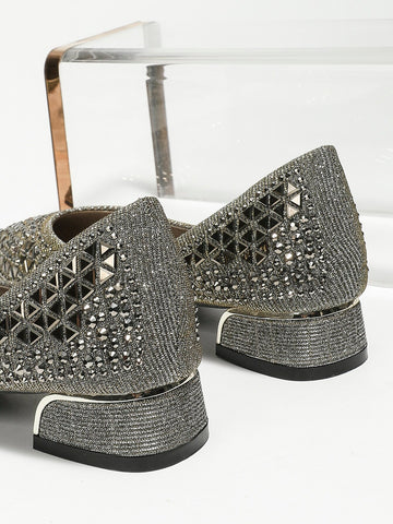 Women's Flat Korean Style Rhinestone Pointed Toe Soft Bottom Shoes, Low Heel French Fashion, Large Size Women's Flat Korean Style Rhinestone Pointed Toe Soft Bottom Shoes, Low Heel French Fashion, Large Size