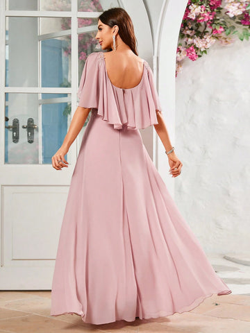 Women's Floral Embroidery & Splicing Chiffon Formal Dress Women's Floral Embroidery & Splicing Chiffon Formal Dress