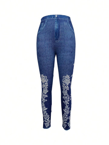 Women's Floral Printed Skinny Jeans Women's Floral Printed Skinny Jeans