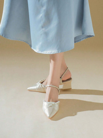 Women's High Heel Peep Toe Pumps 2024 Spring New Pearl Decoration Chunky Heel Shoes For Summer Women's High Heel Peep Toe Pumps 2024 Spring New Pearl Decoration Chunky Heel Shoes For Summer