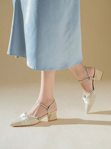 Women's High Heel Peep Toe Pumps 2024 Spring New Pearl Decoration Chunky Heel Shoes For Summer Women's High Heel Peep Toe Pumps 2024 Spring New Pearl Decoration Chunky Heel Shoes For Summer