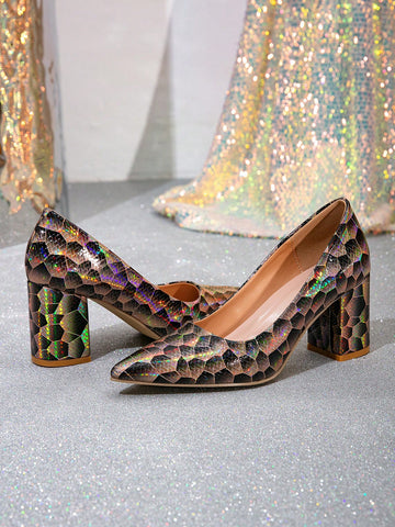 Women's High Heels, Multi-Color Chunky Heel High Heels, Comfortable, Simple & Elegant Women's High Heels, Multi-Color Chunky Heel High Heels, Comfortable, Simple & Elegant