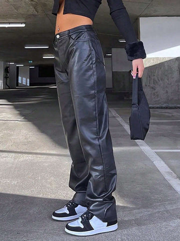 Women's Loose Fit Straight-Leg Casual Streetwear Pants With Pockets Women's Loose Fit Straight-Leg Casual Streetwear Pants With Pockets