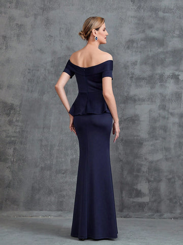 Women's Off Shoulder Floral Applique Surplice Neck Party Dress Women's Off Shoulder Floral Applique Surplice Neck Party Dress