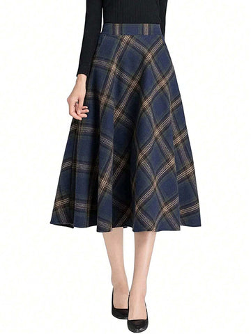 Women's Plaid Print Zippered Elegant Skirt Women's Plaid Print Zippered Elegant Skirt