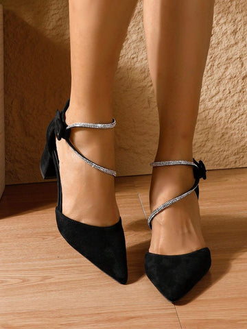 Women's Pointed Toe Block Heel Black Elegant & Fashionable Party Casual Outdoor Comfortable Women's Pointed Toe Block Heel Black Elegant & Fashionable Party Casual Outdoor Comfortable