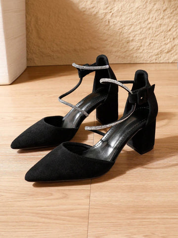 Women's Pointed Toe Block Heel Black Elegant & Fashionable Party Casual Outdoor Comfortable Women's Pointed Toe Block Heel Black Elegant & Fashionable Party Casual Outdoor Comfortable