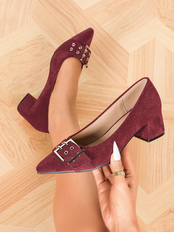Women's Pointed Toe Chunky Heel Slip-On Fashion Sandals Women's Pointed Toe Chunky Heel Slip-On Fashion Sandals