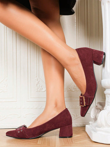 Women's Pointed Toe Chunky Heel Slip-On Fashion Sandals Women's Pointed Toe Chunky Heel Slip-On Fashion Sandals