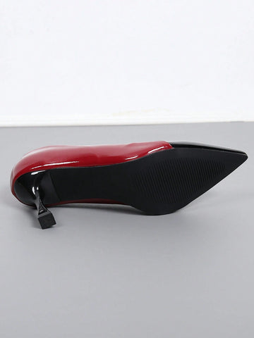 Women's Pointed Toe High Heel Shoes - Sexy Fashion, Black Patent Leather Contrast Women's Pointed Toe High Heel Shoes - Sexy Fashion, Black Patent Leather Contrast
