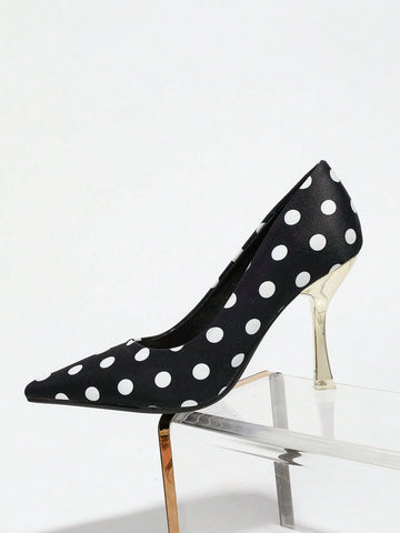 Women's Pointed Toe High Heel Shoes With Polka Dot Decor, Women's Pointed Toe High Heel Shoes With Polka Dot Decor,