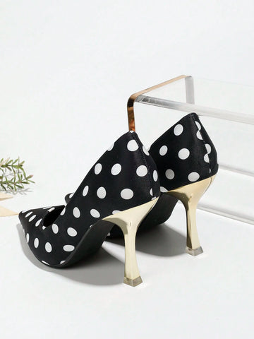 Women's Pointed Toe High Heel Shoes With Polka Dot Decor, Women's Pointed Toe High Heel Shoes With Polka Dot Decor,