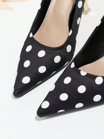 Women's Pointed Toe High Heel Shoes With Polka Dot Decor, Women's Pointed Toe High Heel Shoes With Polka Dot Decor,