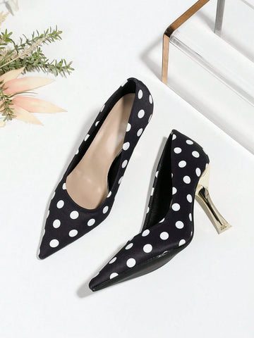 Women's Pointed Toe High Heel Shoes With Polka Dot Decor, Women's Pointed Toe High Heel Shoes With Polka Dot Decor,