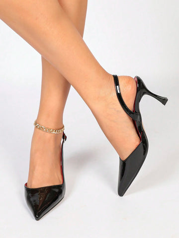 Women's Pointed Toe Open Back High Heel Shoes, Elegant Stilettos, Casual Chic Buckle Strap High Heels Women's Pointed Toe Open Back High Heel Shoes, Elegant Stilettos, Casual Chic Buckle Strap High Heels