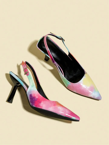 Women's Rainbow Color Peep Toe Low Heel Party High Heel Shoes, Women's Rainbow Color Peep Toe Low Heel Party High Heel Shoes,