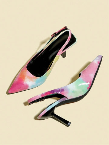 Women's Rainbow Color Peep Toe Low Heel Party High Heel Shoes, Women's Rainbow Color Peep Toe Low Heel Party High Heel Shoes,