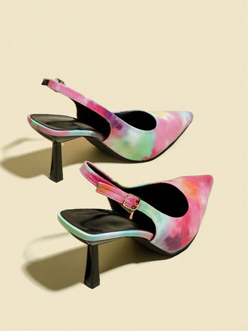 Women's Rainbow Color Peep Toe Low Heel Party High Heel Shoes, Women's Rainbow Color Peep Toe Low Heel Party High Heel Shoes,