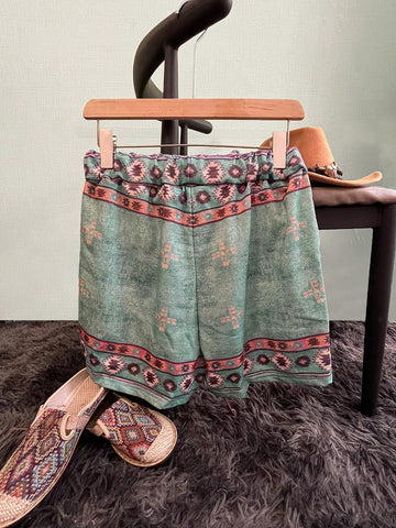 Women's Retro Casual Geometric Printed Shorts Women's Retro Casual Geometric Printed Shorts