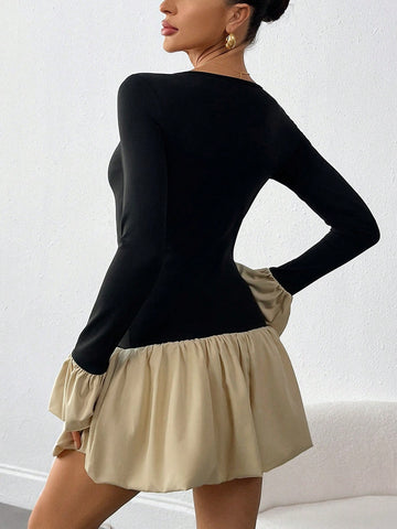 Women's Round Neck Flare Sleeve New Year Holiday Valentine's Day Party Dress Women's Round Neck Flare Sleeve New Year Holiday Valentine's Day Party Dress