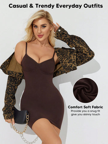 Women's Shape-Enhancing Waist Slimming Bodycon Slip Dress, Suitable For Daily Wear Women's Shape-Enhancing Waist Slimming Bodycon Slip Dress, Suitable For Daily Wear