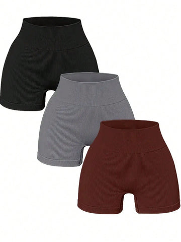 Women's Solid Color High-Waist Bike Shorts Women's Solid Color High-Waist Bike Shorts