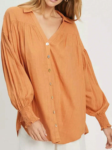 Women's Solid Color Simple Daily Wear Long Sleeve Shirt Women's Solid Color Simple Daily Wear Long Sleeve Shirt