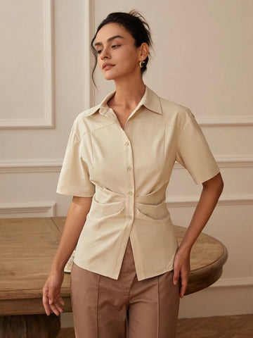 Women's Solid Short Sleeve Shirt For Summer Women's Solid Short Sleeve Shirt For Summer