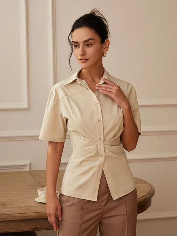 Women's Solid Short Sleeve Shirt For Summer Women's Solid Short Sleeve Shirt For Summer