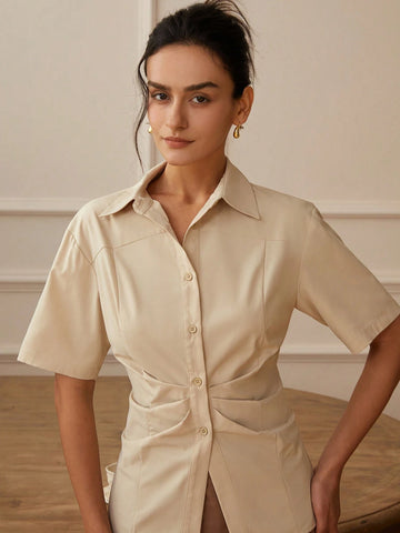 Women's Solid Short Sleeve Shirt For Summer Women's Solid Short Sleeve Shirt For Summer