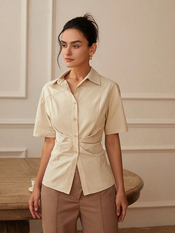 Women's Solid Short Sleeve Shirt For Summer Women's Solid Short Sleeve Shirt For Summer