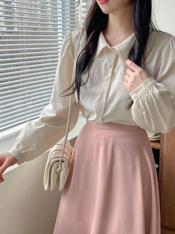 Women's Spring/Summer New Lace Trim Round Collar Blouse Women's Spring/Summer New Lace Trim Round Collar Blouse