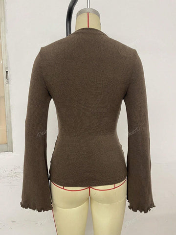 Turtleneck Flared Sleeve Ruched Slim Fit T-Shirt Turtleneck Flared Sleeve Ruched Slim Fit T-Shirt