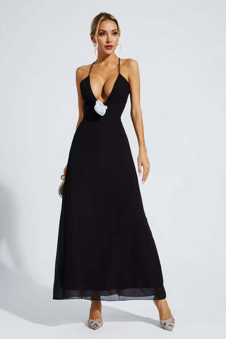 Wrenley Black Floral Embellished Maxi Dress Wrenley Black Floral Embellished Maxi Dress