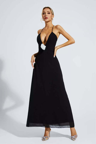 Wrenley Black Floral Embellished Maxi Dress Wrenley Black Floral Embellished Maxi Dress