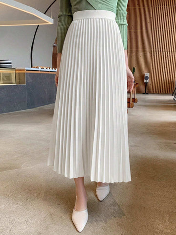 Wynsel Elegant Pleated A-Line Skirt, Spring/Fall Wynsel Elegant Pleated A-Line Skirt, Spring/Fall