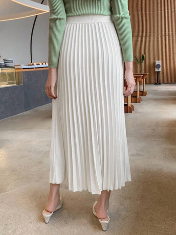 Wynsel Elegant Pleated A-Line Skirt, Spring/Fall Wynsel Elegant Pleated A-Line Skirt, Spring/Fall
