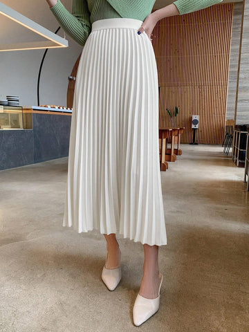Wynsel Elegant Pleated A-Line Skirt, Spring/Fall Wynsel Elegant Pleated A-Line Skirt, Spring/Fall