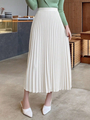 Wynsel Elegant Pleated A-Line Skirt, Spring/Fall Wynsel Elegant Pleated A-Line Skirt, Spring/Fall