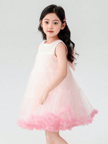 Young Girl 2024 New Arrival Bow Decoration Mesh Princess Dress Summer Style Trendy Young Girl 2024 New Arrival Bow Decoration Mesh Princess Dress Summer Style Trendy