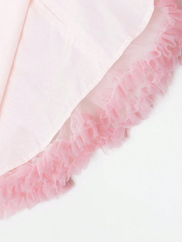 Young Girl 2024 New Arrival Bow Decoration Mesh Princess Dress Summer Style Trendy Young Girl 2024 New Arrival Bow Decoration Mesh Princess Dress Summer Style Trendy