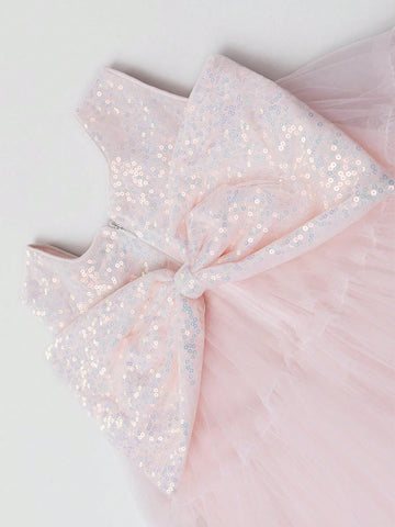 Young Girl 2024 New Arrival Bow Decoration Mesh Princess Dress Summer Style Trendy Young Girl 2024 New Arrival Bow Decoration Mesh Princess Dress Summer Style Trendy